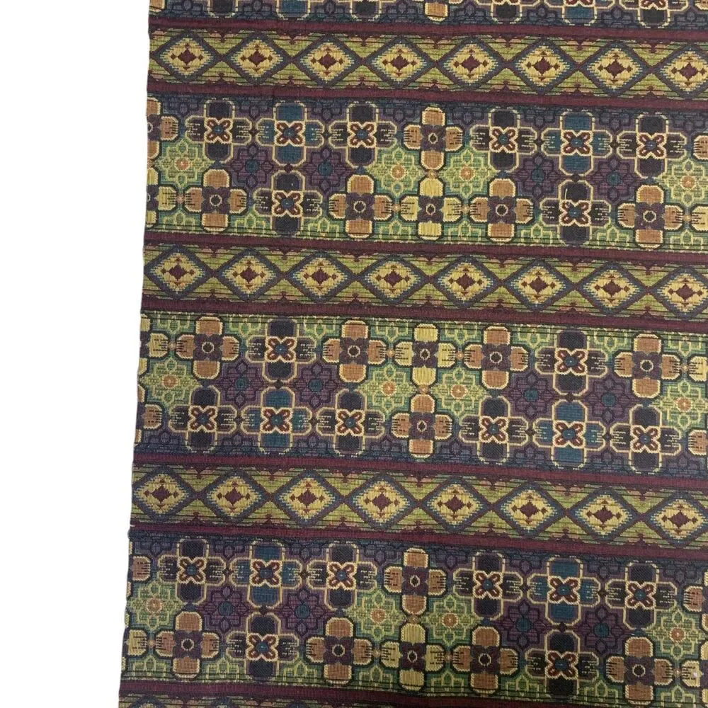Vintage Geometric Tapestry Fabric Remnant Panel Kilim Style 25x16.25in